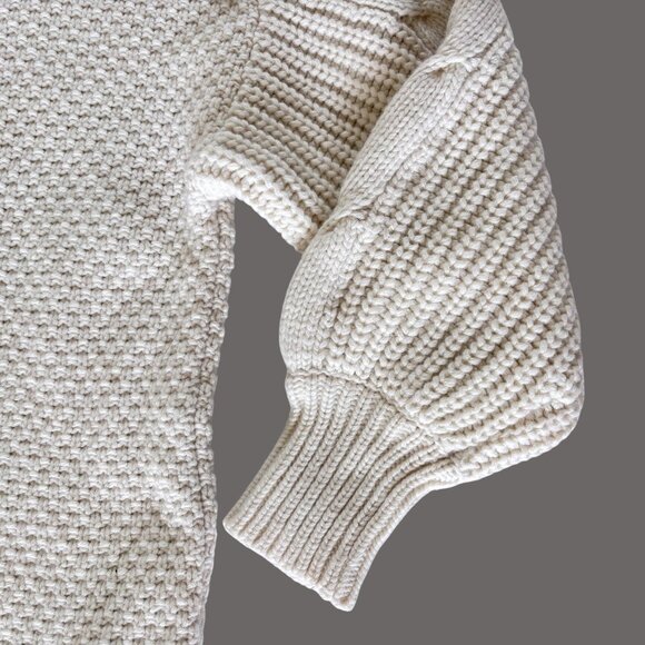 J Crew Womens Fisherman Sweater Chunky Cable Knit Wool Blend Small Coastal Relax - Picture 6 of 8